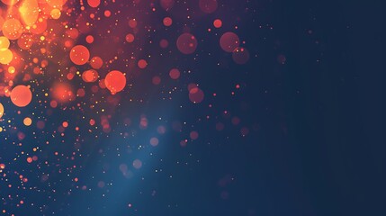 Abstract background with glowing orange and red particles.