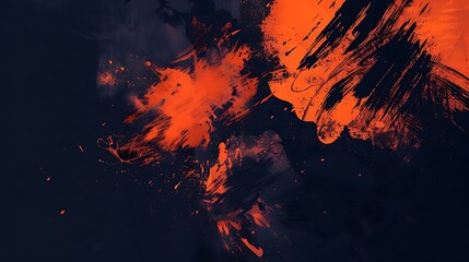 Abstract painting with vibrant red and orange colors. The brushstrokes are thick and expressive,...
