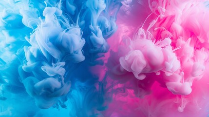 abstract background pink and blue ink in water close-up 