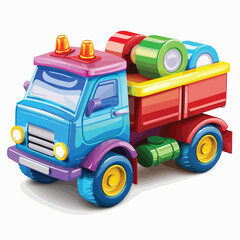 Colorful toy truck isolated on white background cart