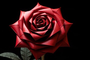 Vibrant Red rose origami. Holiday time. Generate Ai