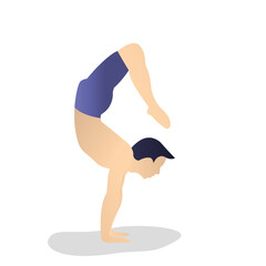 Illustration vector graphic of a person doing handstand yoga.