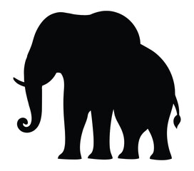 African Elephant Silhouette Stock Vector Illustration.