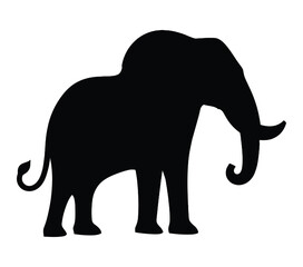 Black and White African Elephant Silhouette. Vector Illustration.