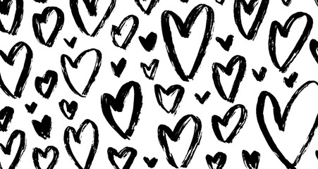 Wavy and swirled brush strokes vector pattern. Black paint freehand scribbles, abstract ink background. Brushstrokes, smears, lines, squiggle pattern. Abstract grunge scrawls wallpaper design