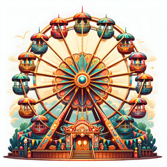 ferris wheel in the park  wheel, fun, ferris, park, amusement, sky, carnival, ferris wheel, ride, fair, carousel, entertainment,Ai generated 