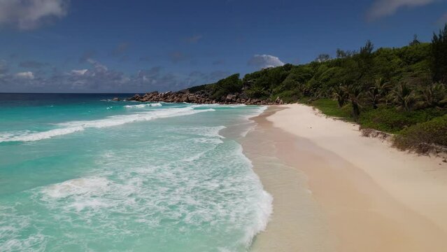 This paradisiacal beach in the Seychelles is also used as a Windows background.