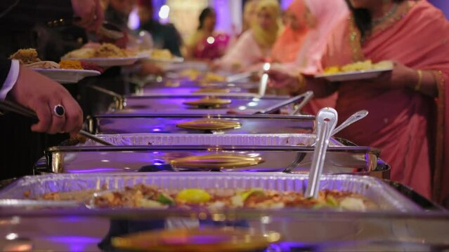 Close up of Triangle Buffet Dishes Dinnerware Chafing Dish in the venue event
