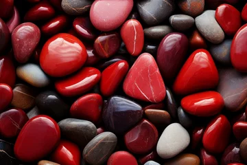 Rolgordijnen Smooth Red water stones. Ocean zen texture. Generate Ai © juliars