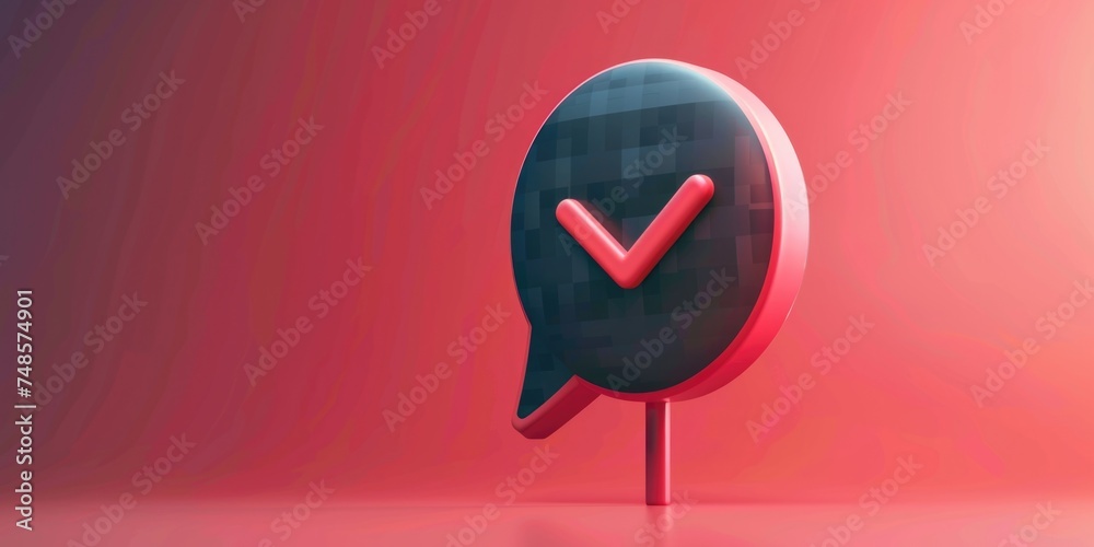 Poster Speech bubble with check mark, suitable for business concepts