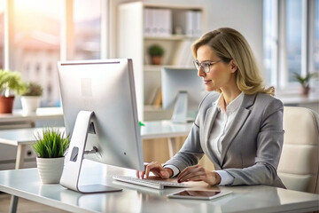business woman and computer, businesswoman
