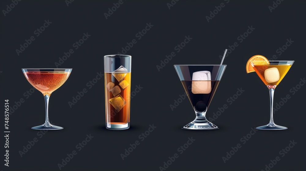 Poster A selection of three different types of cocktails. Perfect for bar menus or party invitations