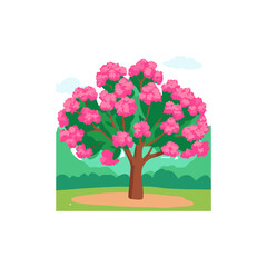 Obraz premium tree with flowers and birds