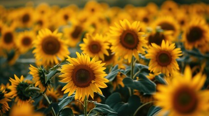 Sunflower field panorama