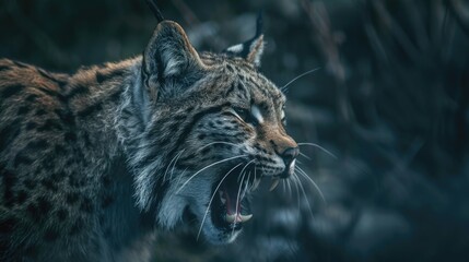 Obraz premium Close up of a cat with its mouth open, suitable for animal and pet-related projects