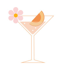 peach spring cocktail - vector illustration
