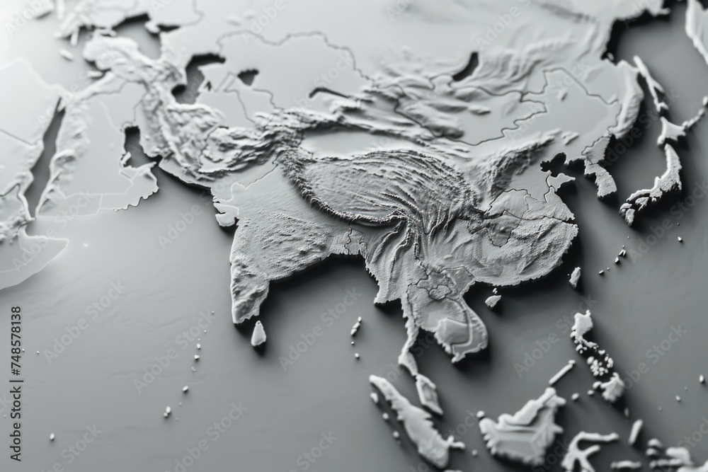 Poster a detailed map of the world in monochrome, suitable for various projects