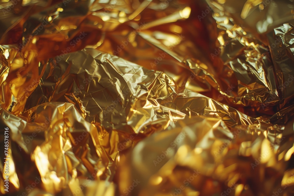 Poster close-up of a shiny foil sheet, suitable for various design projects