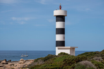 Punta Plana lighthouse, S Estalella, Llucmajor, Mallorca, Balearic Islands, Spain