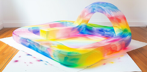 3D render rainbow object playful experimentation
