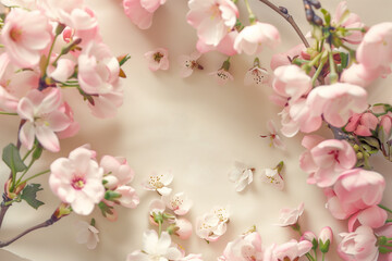 text "8 march" on pink flower background with copyspace
