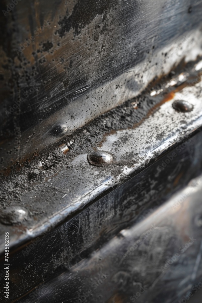 Poster close up of a metal object with water droplets. suitable for industrial concepts