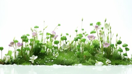 illustration of Drops of water lie on freshly cut elytrigia grass, Generative ai - obrazy, fototapety, plakaty