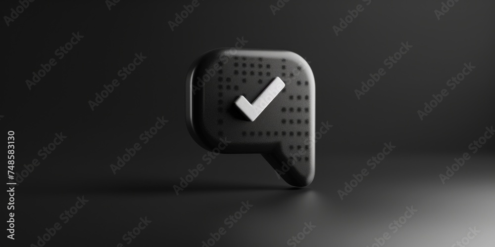 Poster A black button with a check mark symbol. Suitable for various business and technology concepts