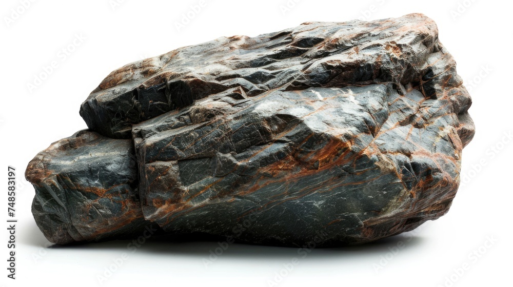 Poster detailed shot of a rock on a plain white background. suitable for various design projects