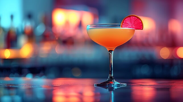 A cocktail in a studio setting is a blend of aesthetic appeal and taste, often illuminated by soft, ambient lighting that highlights the vibrant colors of the drink