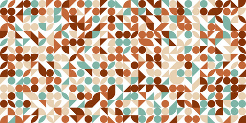Geometric abstract seamless pattern with simple elements of geometry. Bauhaus constructive style tiles.