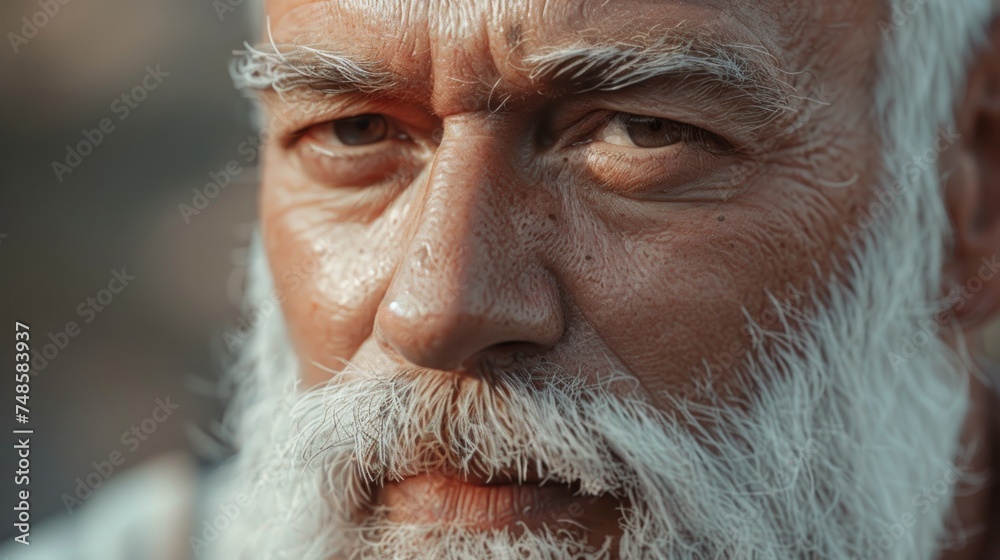 Aufkleber detailed image of a man with a white beard, suitable for various concepts and designs