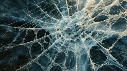a close up view of a plant's filament like pattern on the surface of the plant's leaves.