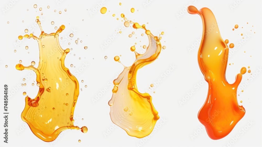 Poster Orange liquid splashing in a dynamic group formation. Suitable for various design projects