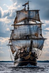 A majestic tall ship sailing on calm waters. Perfect for nautical themes