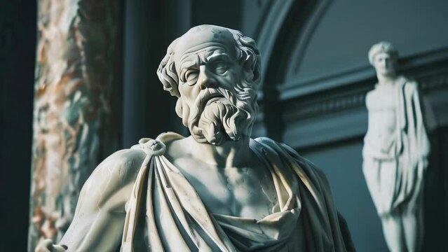 A marble statue of a generic Greek philosopher