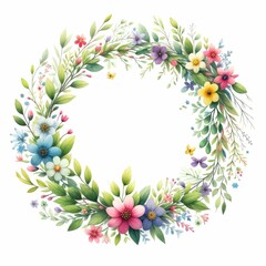 Spring wreaths and garlands. watercolor illustration, floral clipart for postcards, wedding invitations, stickers. isolated on white background. 