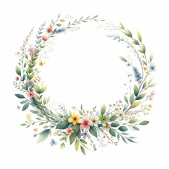Fototapeta premium Spring wreaths and garlands. watercolor illustration, floral clipart for postcards, wedding invitations, stickers. isolated on white background. 