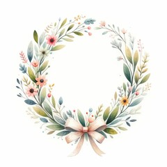 Spring wreaths and garlands. watercolor illustration, floral clipart for postcards, wedding invitations, stickers. isolated on white background. 