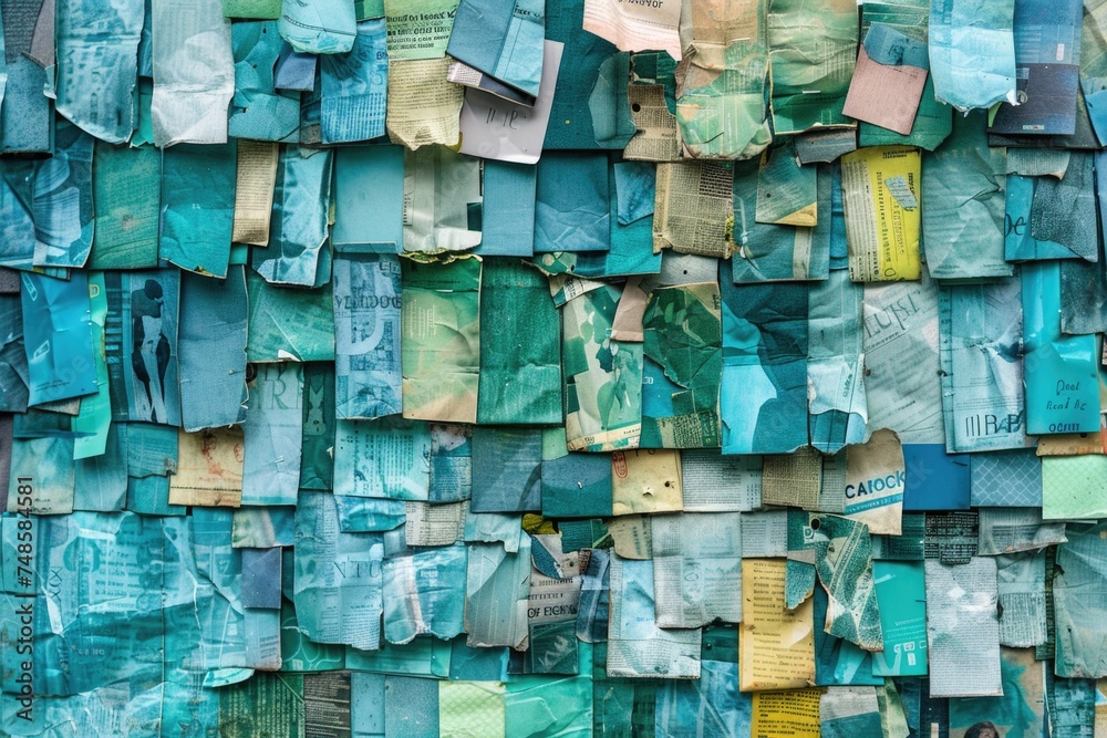 Poster a vibrant and diverse wall covered in various colored papers. ideal for creative projects and colorf