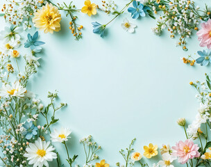 Obraz na płótnie Canvas miniature-flowers-arranged-in-a-delicate-frame-celebrating-spring-minimalist-design-approach-subtle