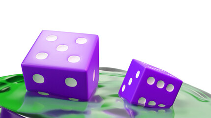 3d casino dice in liquid, on transparent background