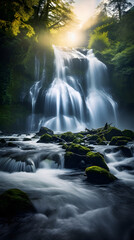 Misty Cascades: Ethereal Waterfalls | Generative AI	
