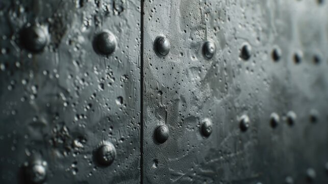 Detailed shot of a metal surface with rivets, suitable for industrial concepts
