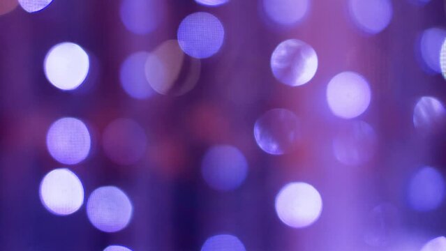  Bright round purple bokeh background for New Year and Christmas. Timelapse