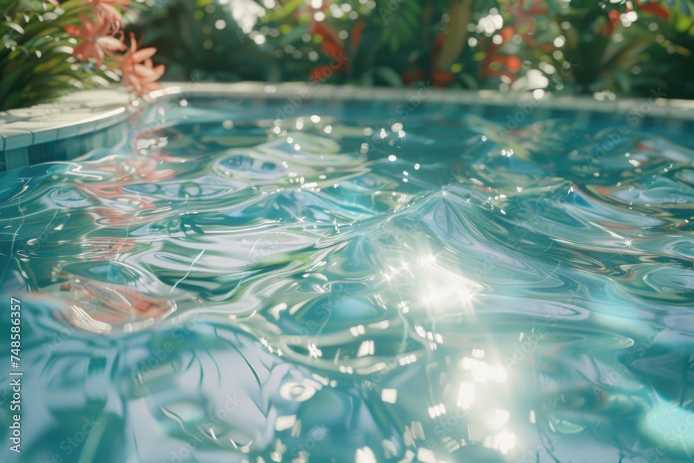 Poster A close up view of water in a pool. Suitable for various concepts
