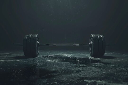 A black and white image of a barbell. Suitable for fitness and sports concepts