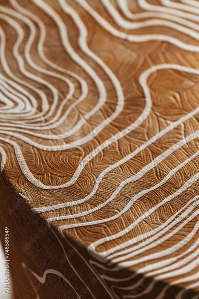Aufkleber close up of a wooden table with a unique pattern. great for interior design projects
