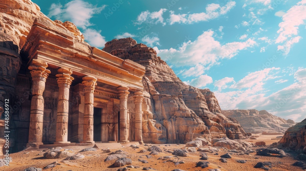 Aufkleber A large building standing alone in the desert. Suitable for various projects