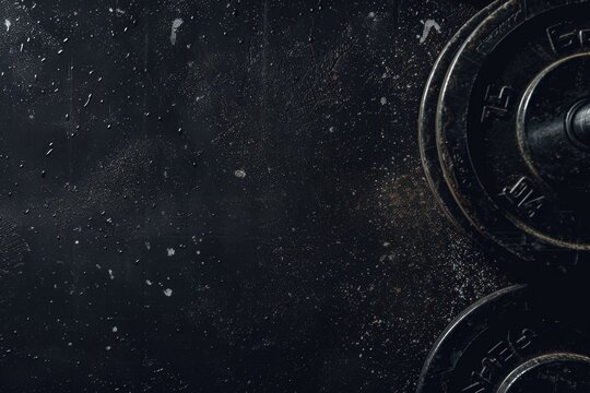 Close up view of weights on black surface. Ideal for fitness and health concepts